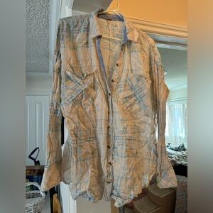 Free People sheer button up blouse